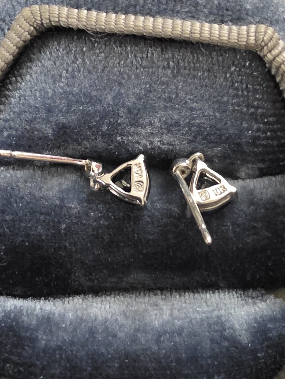 10k Sapphire, Diamond White Gold Earrings - Picture 6 of 11